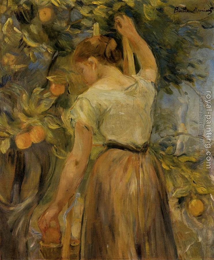 Berthe Morisot : Young Woman Picking Oranges